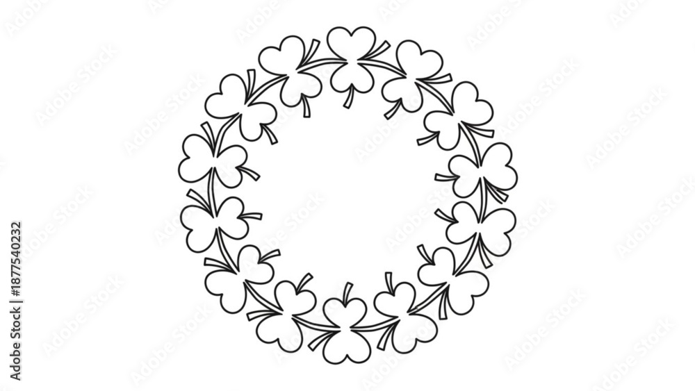 Obraz premium Floral Wreath with White Flowers on White Background