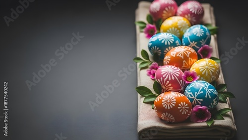 Colorful easter eggs in a decorative box