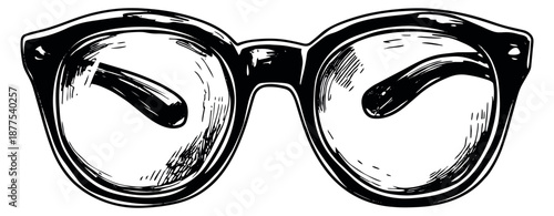 Hand drawn line art illustration of glasses depicting a stylish vision accessory for personal expression