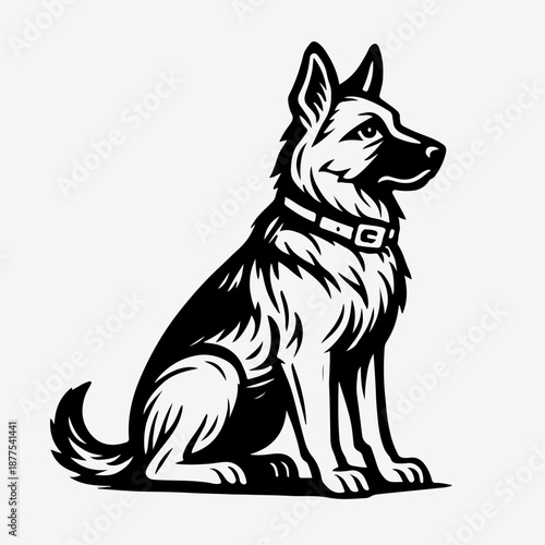 Husky Dog Illustration Black and White Vector Icon