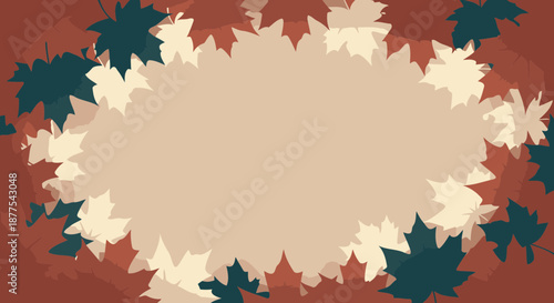 Autumn leaves border with copy space in muted earth tones