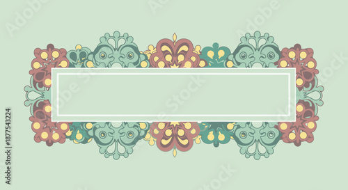 Decorative mandala border with text box. Mandala border, text space, ornamental design.