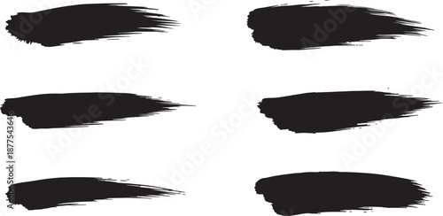 Collection of brush stroke elements in black color