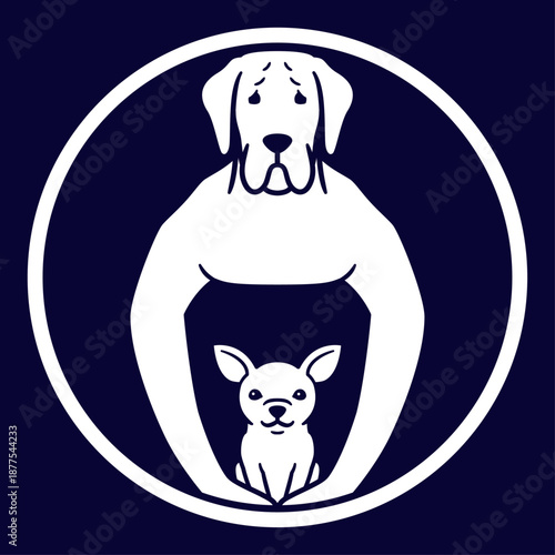 家紋風アイコン　グレートデーン　チワワ　犬　日本の紋章
