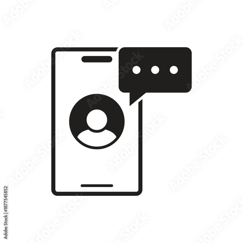 User social profile message chat notification solid icon on phone