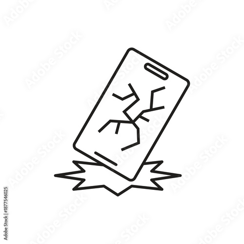 Broken and cracked smartphone screen repair service vector icon