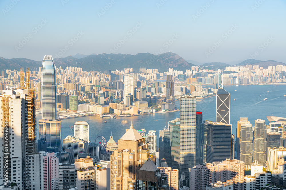 Obraz premium Awesome aerial view of Hong Kong from Victoria Peak