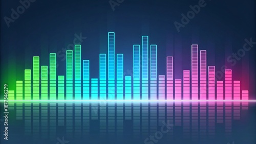 Glowing Equalizer Bars with Music Beat Illustration