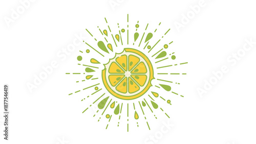 Vibrant citrus graphic with splashes.