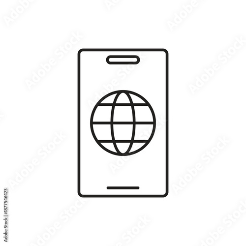 Fotografía Global world globe internet connection icon on smartphone screen
