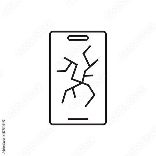 Cracked mobile phone glass screen damage icon for repair