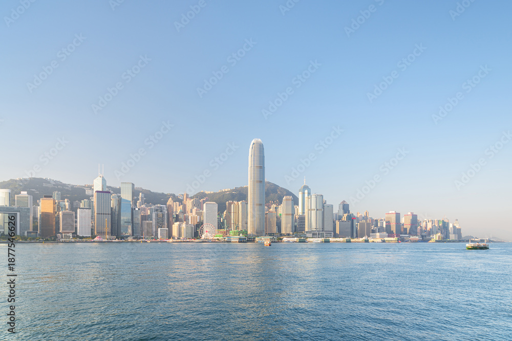 Fototapeta premium Awesome Hong Kong Island skyline in morning.