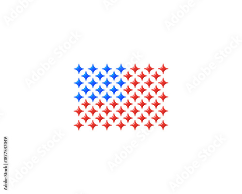 American flag made of stars. USA patriot  logo. 4th of july sign symbol