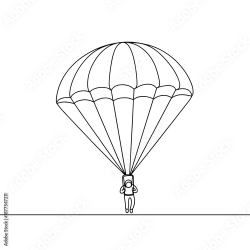 Person skydiving with parachute against a transparent background, concept of travel  