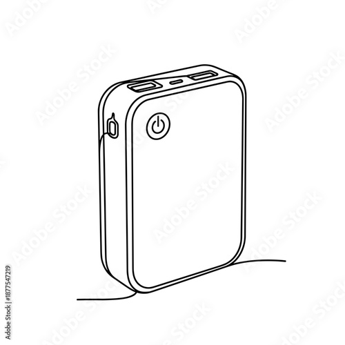Outline of a portable power bank with charging ports and button  