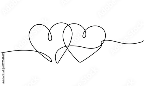 Hearts  continuous line art drawing vector illustration
