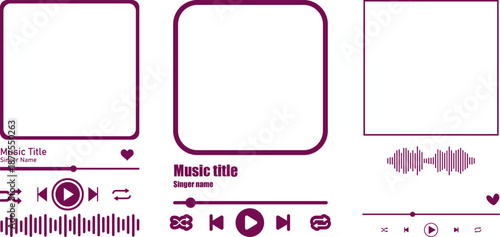Music Player Interface Elements With Purple Accents Keywords: music player, interface, UI, UX