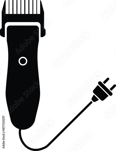 Professional grooming in minimal lines electric hair clipper silhouette vector