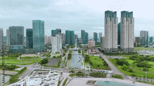 Aerial View near Songdo Central Park in Incheon, South Korea