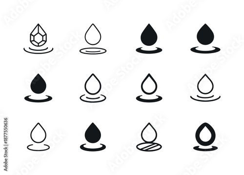 Weightless Logo Variations. Weightlessness. Icon set. Set Logo of weightlessness: hovering droplet. harmonious logo variations of the same emblematic concept,