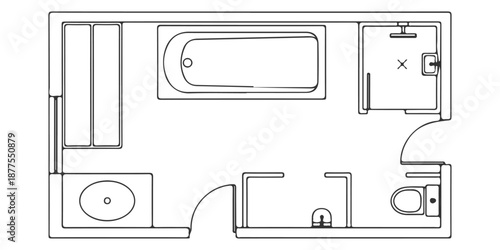 Bathroom furniture CAD drawings, toilet sink bathtub shower, top view architectural drafting style, vector – Premium Architectural CAD Vector Collection