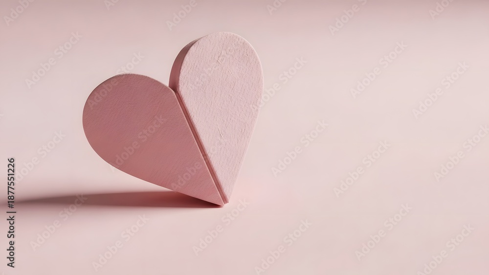 Fototapeta premium Minimal Paper Heart on Soft Pink Background for Valentine’s Day Design
