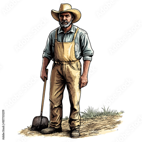 farmer, labor day, festival, vector, transparent background, person, worker, rancher, isolated, farm, job, tool, work, occupation