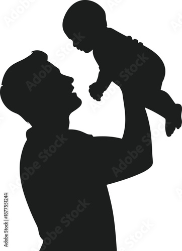 Father Lifting Child Up Silhouette Vector baby