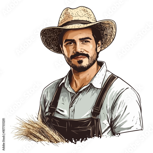 farmer, labor day, festival, vector, transparent background, person, worker, rancher, isolated, farm, job, tool, work, occupation