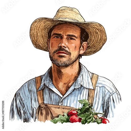 farmer, labor day, festival, vector, transparent background, person, worker, rancher, isolated, farm, job, tool, work, occupation