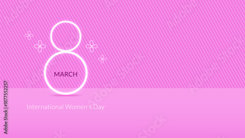 International Women's day, March 8. Banner. Greeting card, social media, website, post, invitation. 