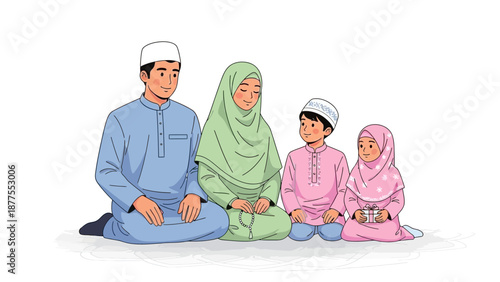 Family meditating together in a serene environment