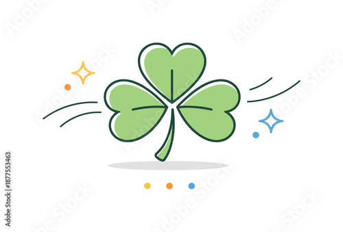 Minimalist Shamrock Harmony. Shamrock minimal design. Three shamrock leaves arranged neatly with light motion lines, creating a sense of harmony and rhythm.