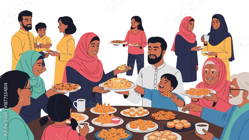 Family Gathering Around the Dinner Table Sharing Food and Togetherness