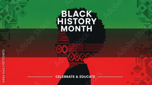 Black History Month Celebration Banner with African American Silhouette