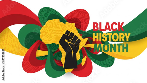 Black History Month Celebration Ribbon with Fist Symbol