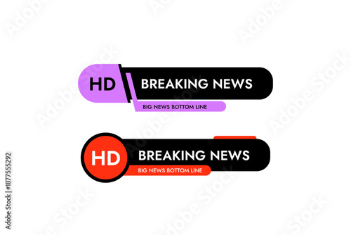 Two news banners without background, option with red and purple colors