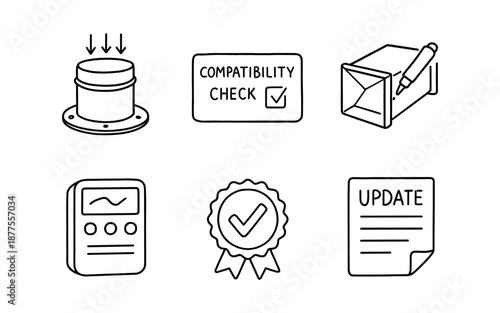Simple line icons for quality assurance and system updates