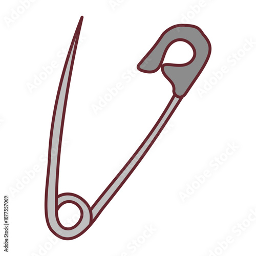 Simple open safety pin icon minimalist metal accessory graphic