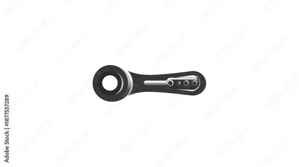 Fototapeta premium A grayscale, simple illustration of a mechanical tool with a circular head, shaft, and holes
