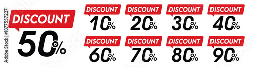 Discount sale label set for business promotion template. 50% off