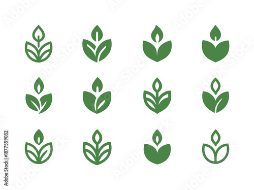 Eco-Friendly Candle Icons. Candle making with eco-friendly wax. Icon set. Set Logo of candle making with eco-friendly wax: natural leaf emblem. harmonious logo