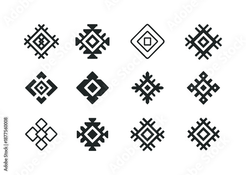Cultural Heritage Logos. Cultural heritage tours and indigenous experiences. Icon set. Set Logo of cultural heritage tours and indigenous experiences: woven