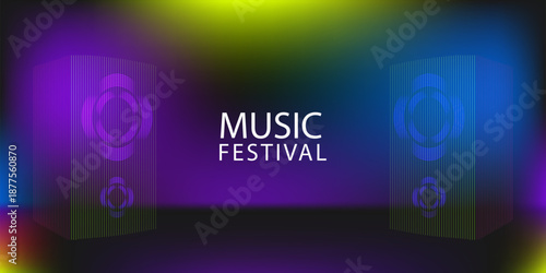 Music festival card, banner template. Event poster set for social media, tomorrowland, glastonbury, advertisement, billboard, ads. Music fest flyer promotion design. Rock, jazz, pop, dj. Event.