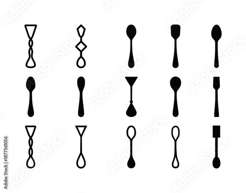 Cocktail Icon Variations. Cocktail culture. Icon set. Set Logo of cocktail culture: cocktail mixing spoon. harmonious logo variations of the same emblematic