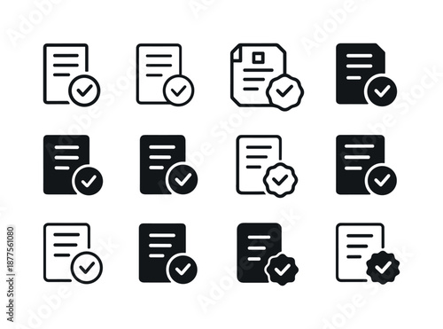 Loan Agreement Icons. Loan agreement. Icon set. Set Logo of loan agreement: agreement seal badge. harmonious logo variations of the same emblematic concept,