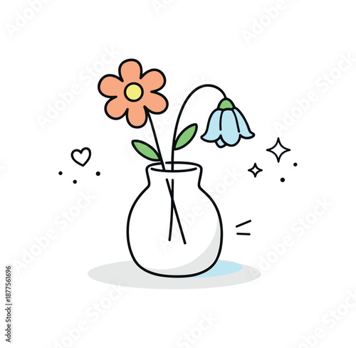 Elegant Floral Minimalism. Floral still life. A simple vase holding one or two flowers, placed gently in the center. The scene conveys quiet