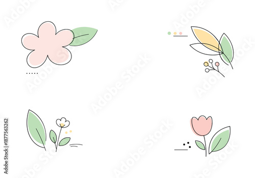 Spring Awakening Design. Awakening season background. Large soft organic shapes inspired by flowers and leaves, arranged with generous white space. A clean