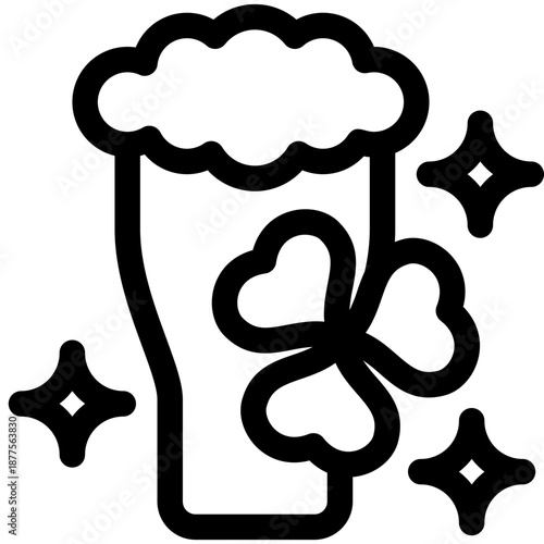 Beer Icon St Patrick Day Outline for Celebration Decoration