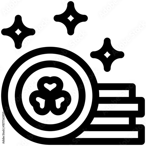 Coin Icon St Patrick Day Outline for Celebration Decoration